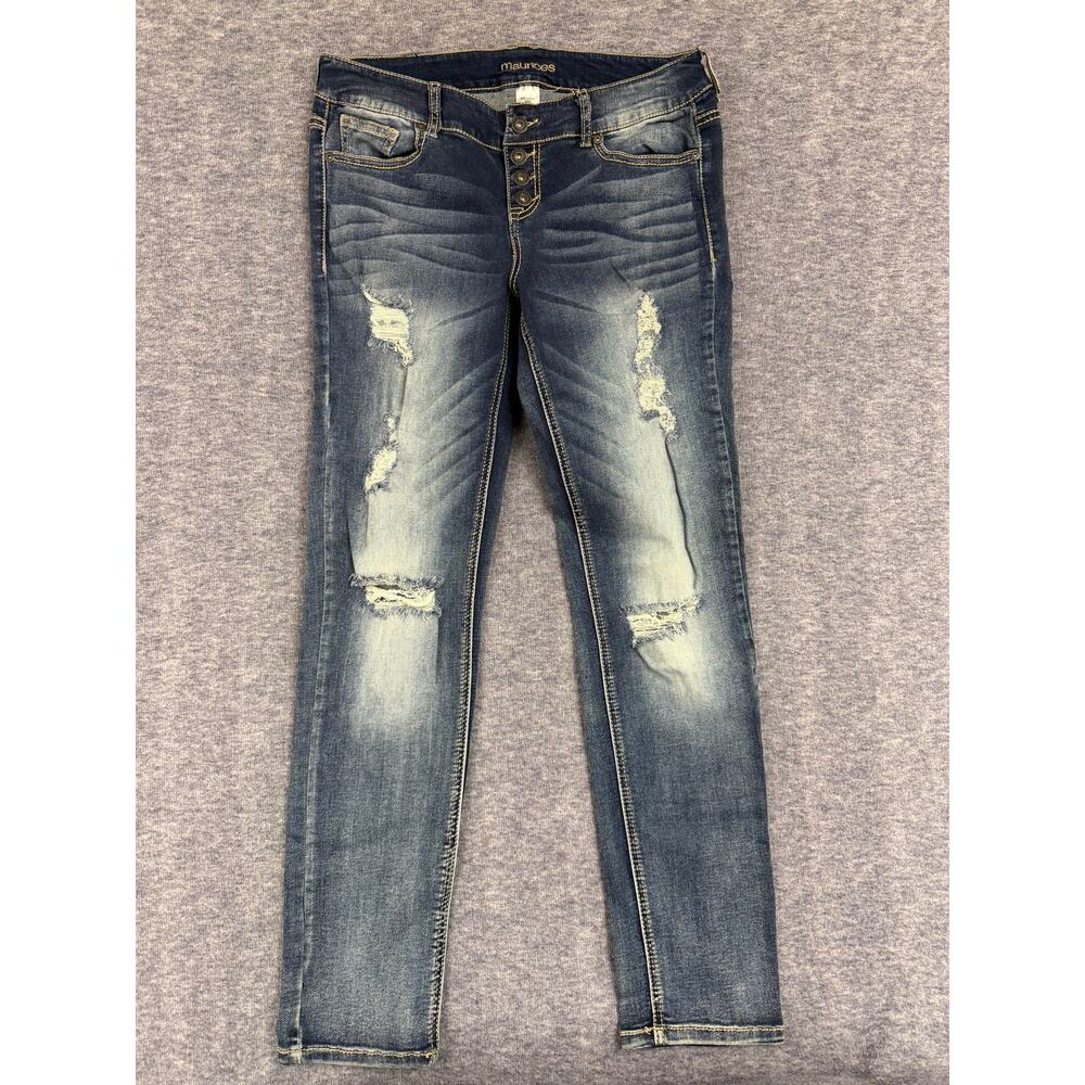 Maurices Skinny Medium Wash Jeans Faded Distressed Women's Size 9/10 Regular